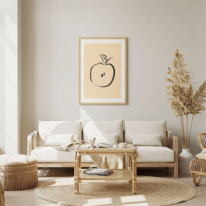 Wes Co Gallery Poster Minimalist Apple Sketch 5 x 7" Home Goods - Nordic Border or edge to edge Art Print