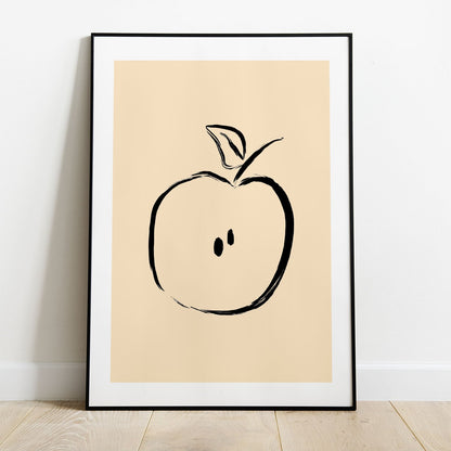 Wes Co Gallery Poster Minimalist Apple Sketch 5 x 7" Home Goods - Nordic Border or edge to edge Art Print