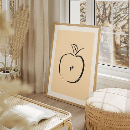 Wes Co Gallery Poster Minimalist Apple Sketch 8 x 10" Home Goods - Nordic Border or edge to edge Art Print