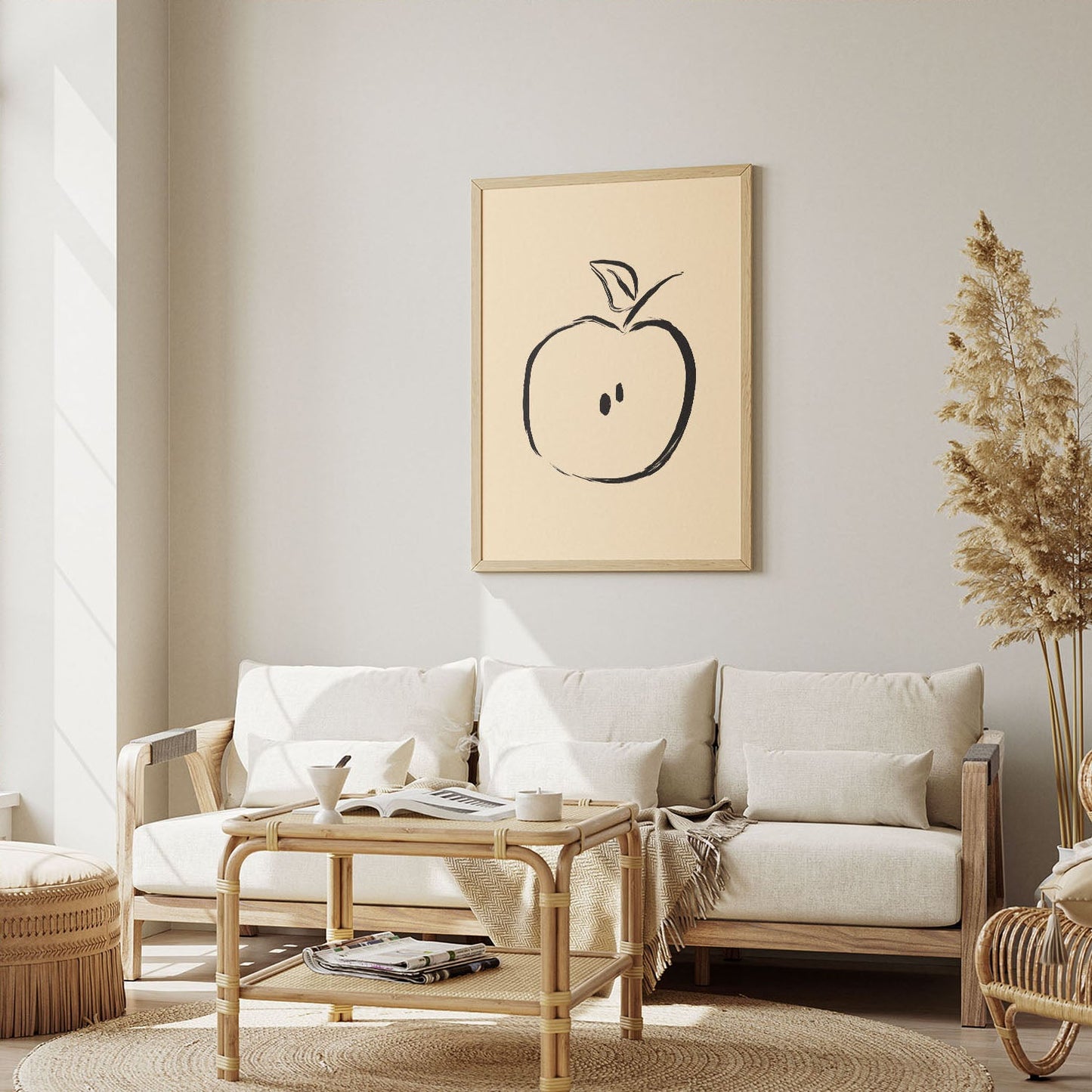 Wes Co Gallery Poster Minimalist Apple Sketch 8 x 10" Home Goods - Nordic Border or edge to edge Art Print