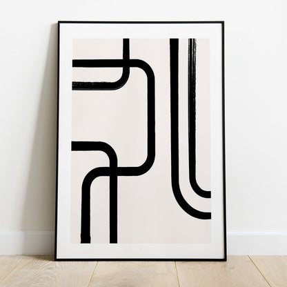 Wes Co Gallery Poster Modern Flow Black Lines 5 x 7" Home Goods - Nordic Border or edge to edge Art Print