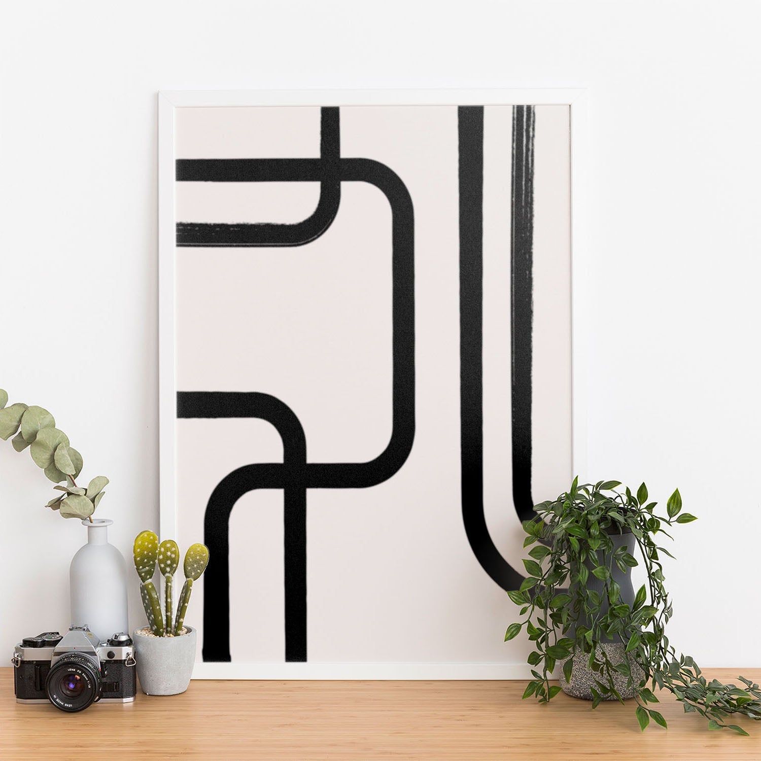 Wes Co Gallery Poster Modern Flow Black Lines 11 x 17" Home Goods - Nordic Border or edge to edge Art Print