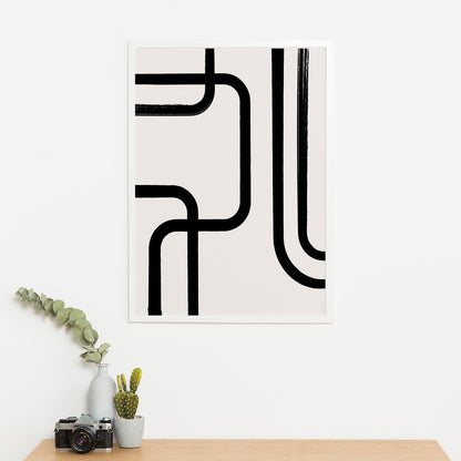 Wes Co Gallery Poster Modern Flow Black Lines 11 x 17" Home Goods - Nordic Border or edge to edge Art Print