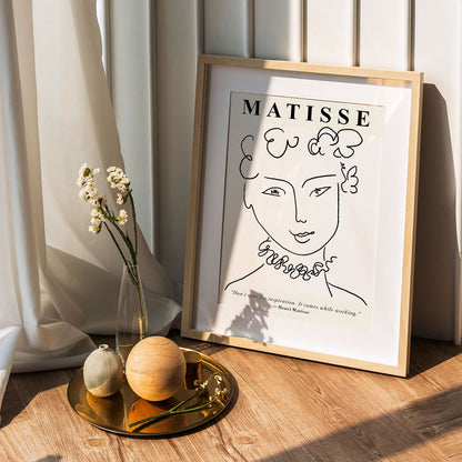 Wes Co Gallery Poster Matisse Line Portrait 5 x 7" Home Goods - Nordic Border or edge to edge Art Print