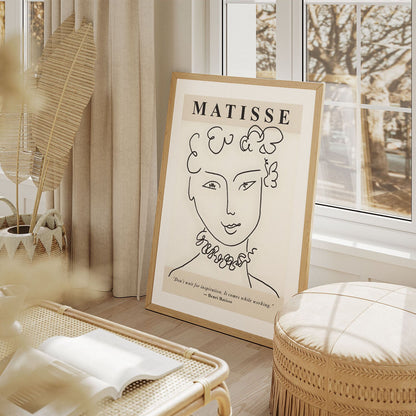 Wes Co Gallery Poster Matisse Line Portrait 8 x 10" Home Goods - Nordic Border or edge to edge Art Print