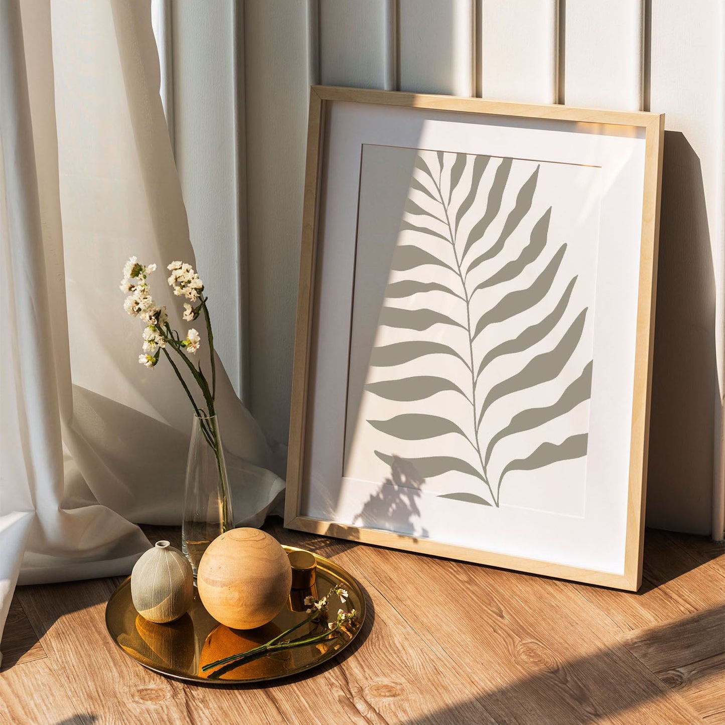 Wes Co Gallery Poster Minimalist Palm Leaf Silhouette 5 x 7" Home Goods - Nordic Border or edge to edge Art Print