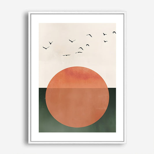 Wes Co Gallery Poster Sunset Birds Silhouette 5 x 7" Home Goods - Nordic Border or edge to edge Art Print