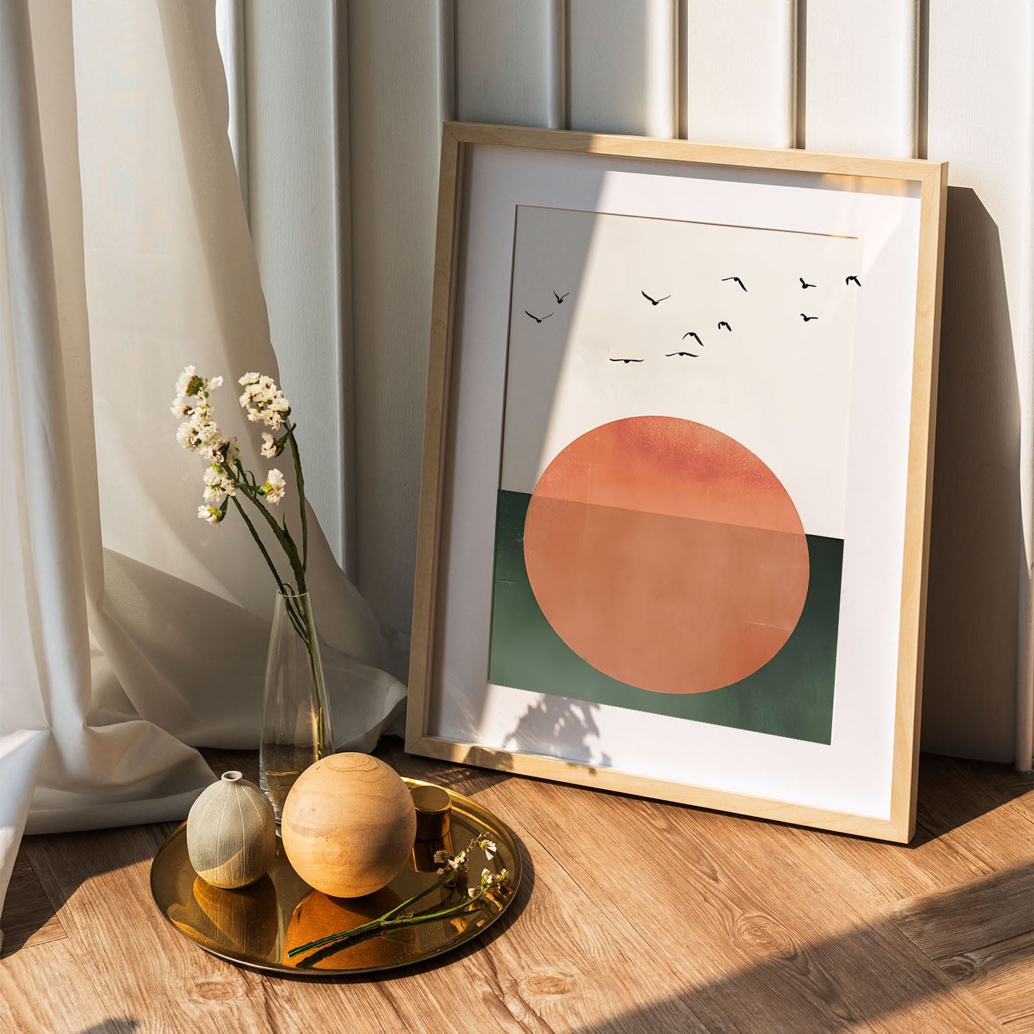 Wes Co Gallery Poster Sunset Birds Silhouette 5 x 7" Home Goods - Nordic Border or edge to edge Art Print