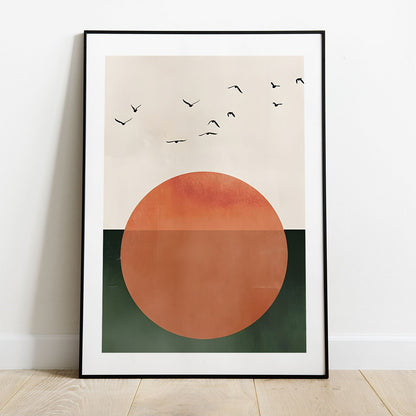 Wes Co Gallery Poster Sunset Birds Silhouette 5 x 7" Home Goods - Nordic Border or edge to edge Art Print