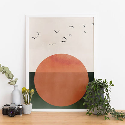 Wes Co Gallery Poster Sunset Birds Silhouette 11 x 17" Home Goods - Nordic Border or edge to edge Art Print