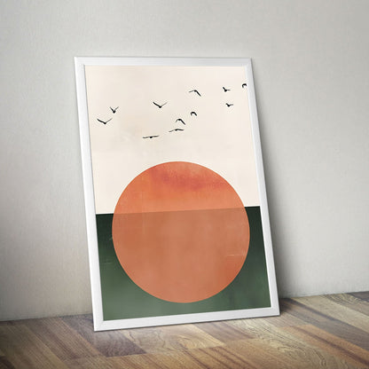 Wes Co Gallery Poster Sunset Birds Silhouette 11 x 17" Home Goods - Nordic Border or edge to edge Art Print