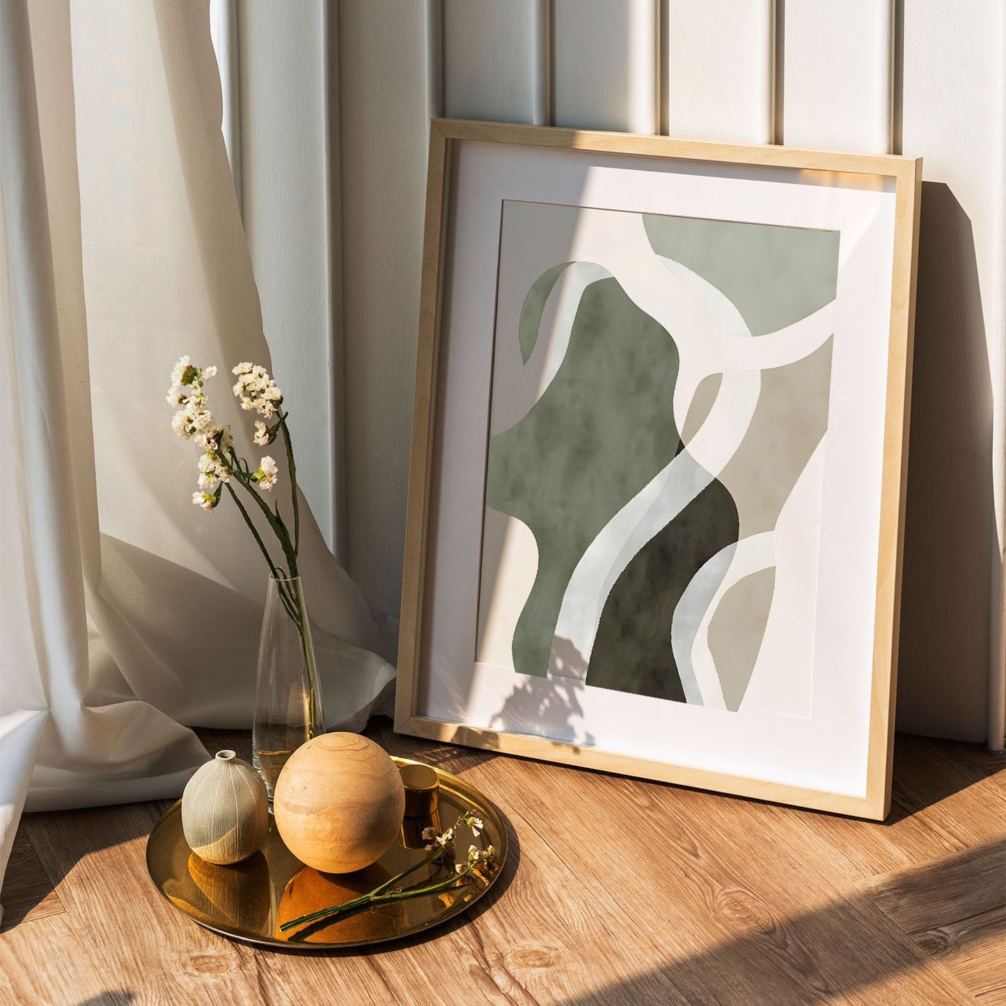 Wes Co Gallery Poster Organic Green Abstract Shapes 5 x 7" Home Goods - Nordic Border or edge to edge Art Print