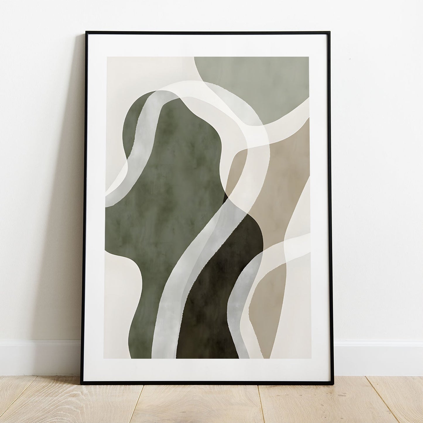 Wes Co Gallery Poster Organic Green Abstract Shapes 5 x 7" Home Goods - Nordic Border or edge to edge Art Print