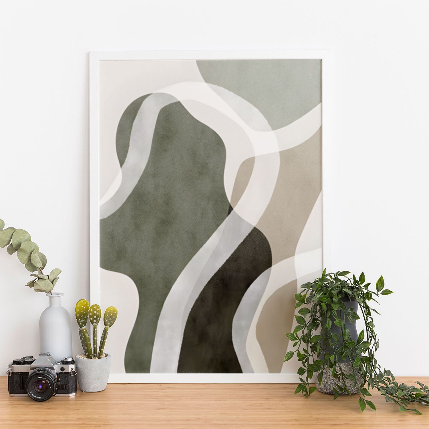 Wes Co Gallery Poster Organic Green Abstract Shapes 11 x 17" Home Goods - Nordic Border or edge to edge Art Print