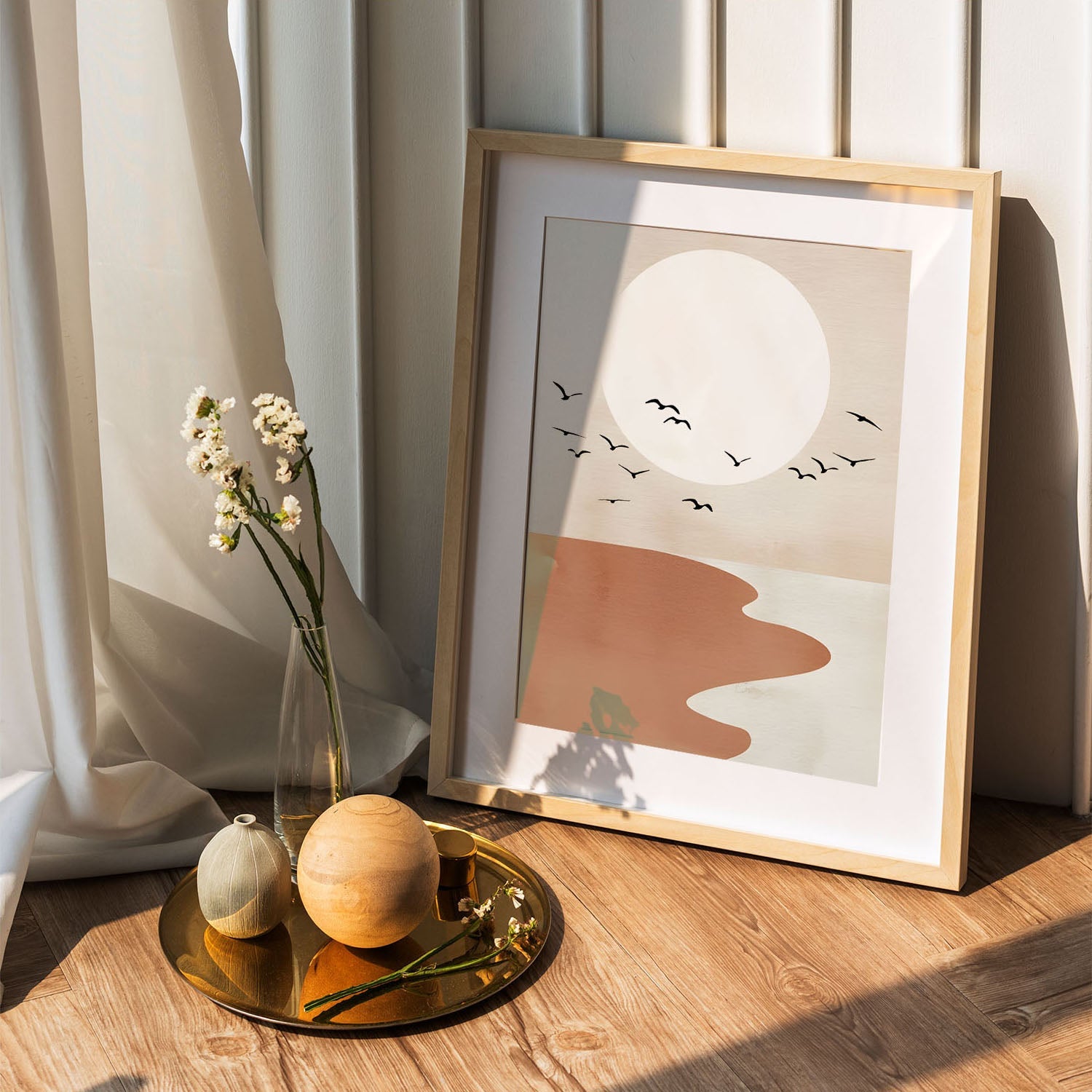 Wes Co Gallery Poster Serene Sunset Bird View 5 x 7" Home Goods - Nordic Border or edge to edge Art Print