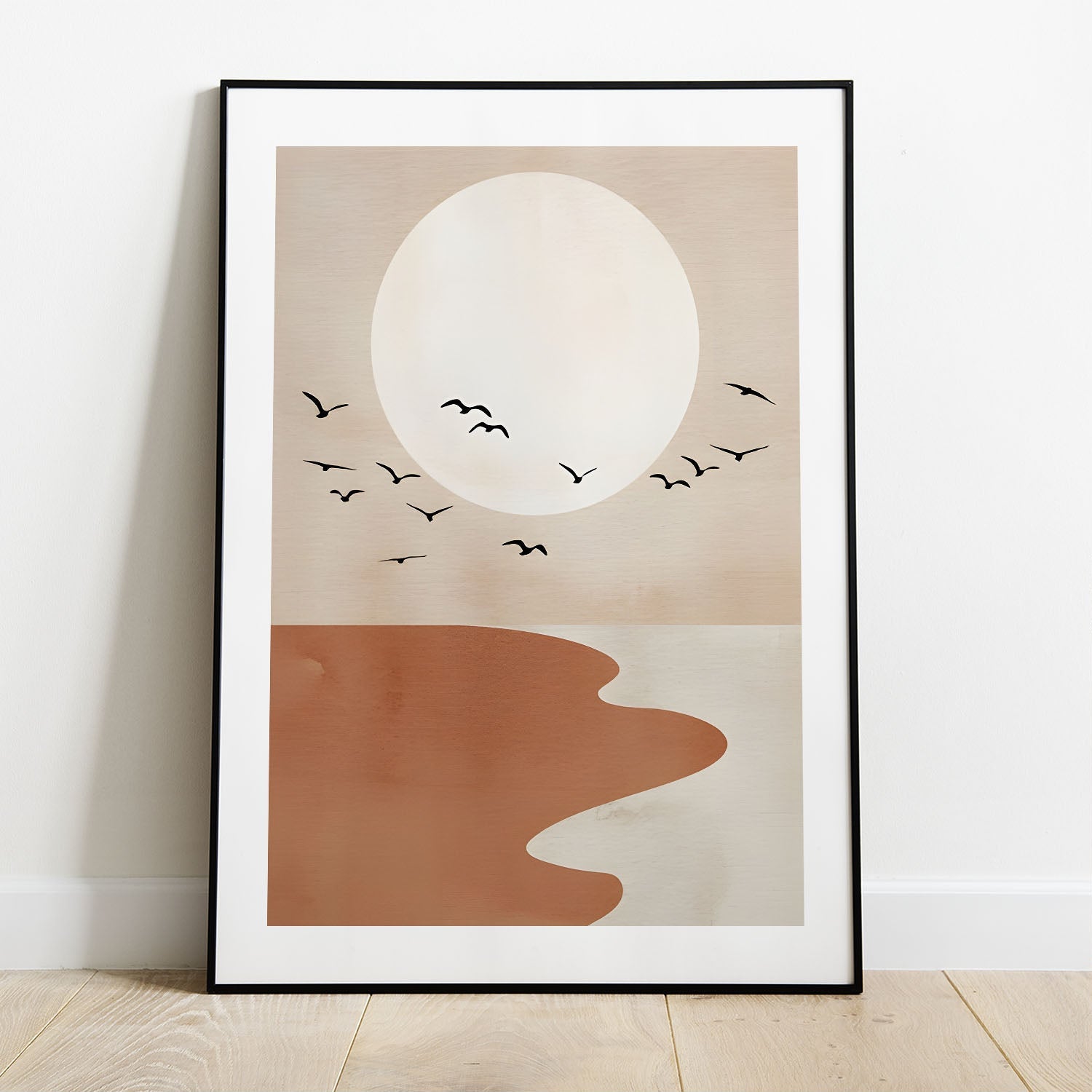 Wes Co Gallery Poster Serene Sunset Bird View 5 x 7" Home Goods - Nordic Border or edge to edge Art Print