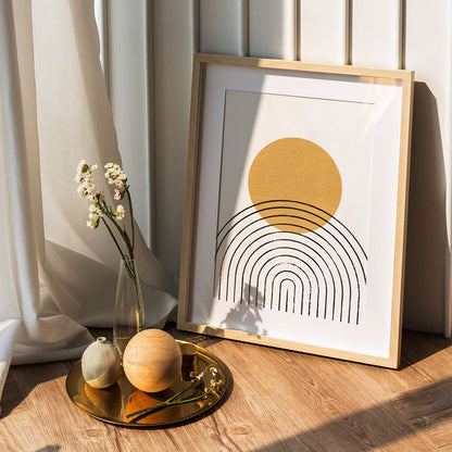 Wes Co Gallery Poster Golden Circle and Arches Abstract 5 x 7" Home Goods - Nordic Border or edge to edge Art Print