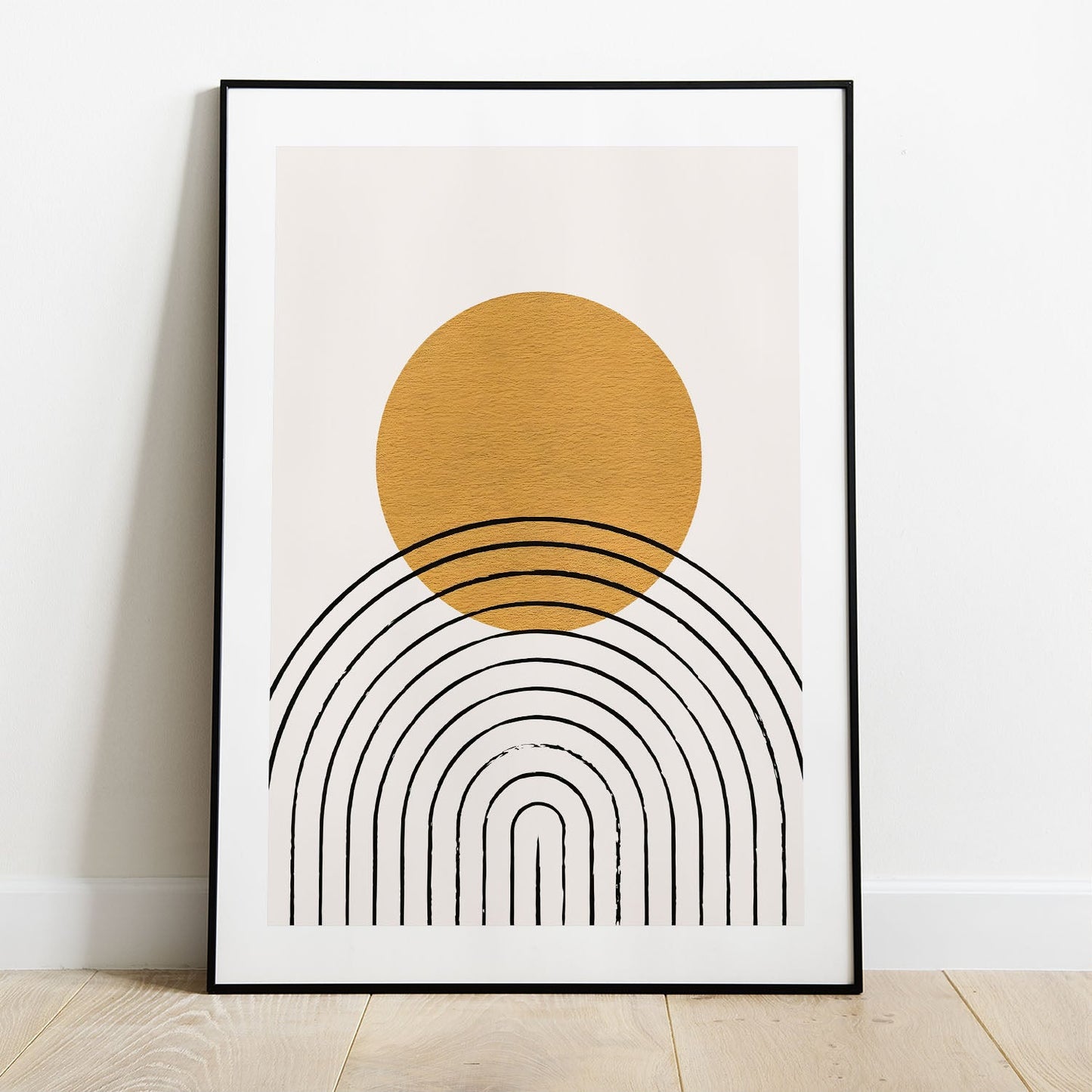 Wes Co Gallery Poster Golden Circle and Arches Abstract 5 x 7" Home Goods - Nordic Border or edge to edge Art Print