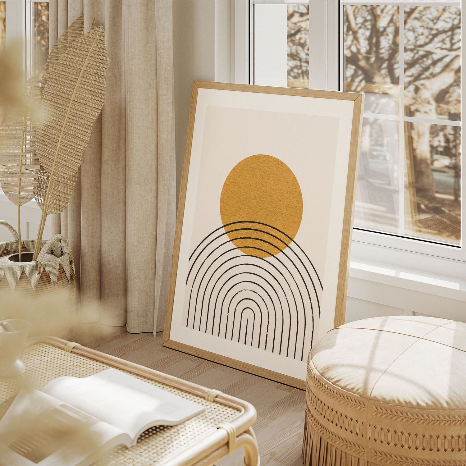 Wes Co Gallery Poster Golden Circle and Arches Abstract 8 x 10" Home Goods - Nordic Border or edge to edge Art Print