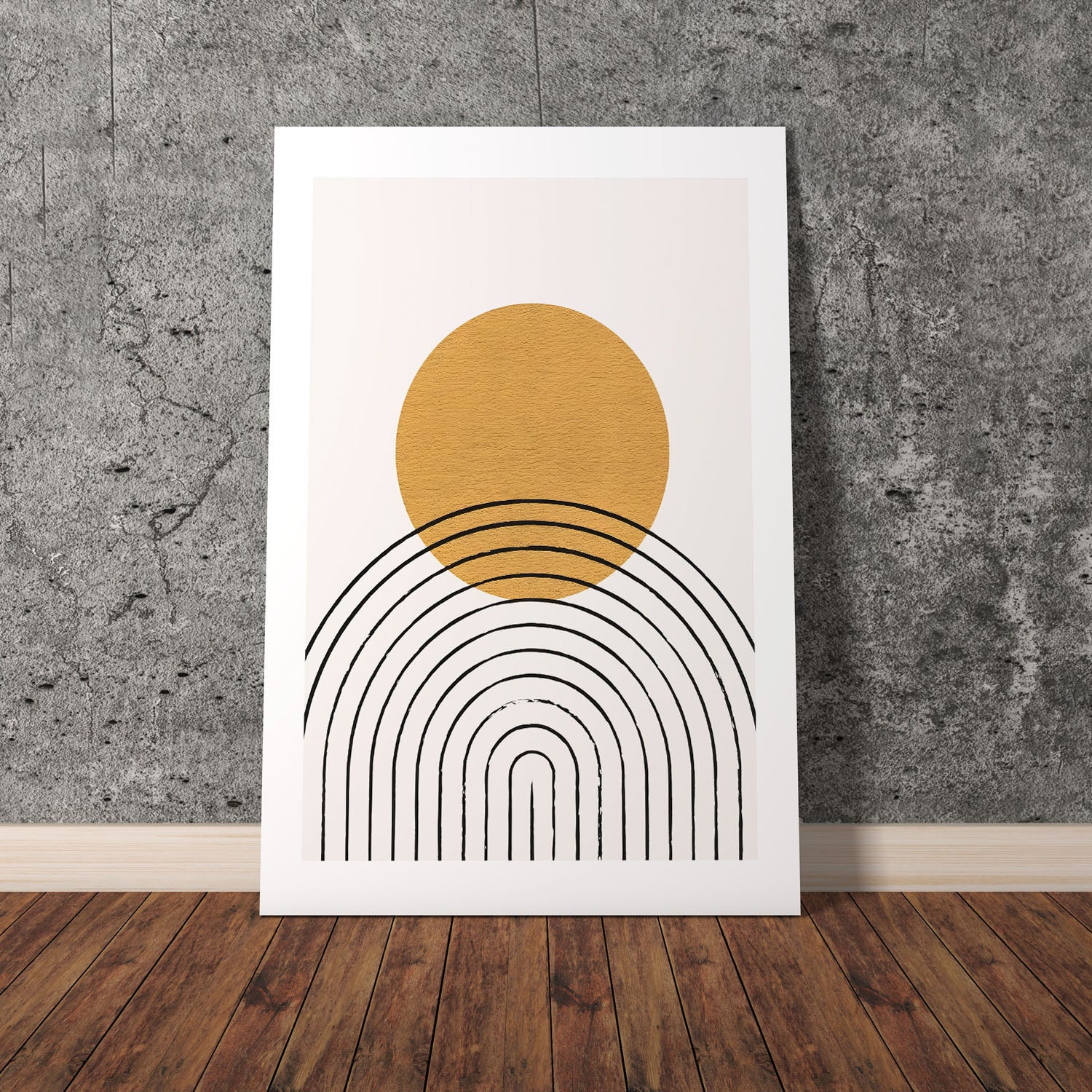 Wes Co Gallery Poster Golden Circle and Arches Abstract 8 x 10" Home Goods - Nordic Border or edge to edge Art Print