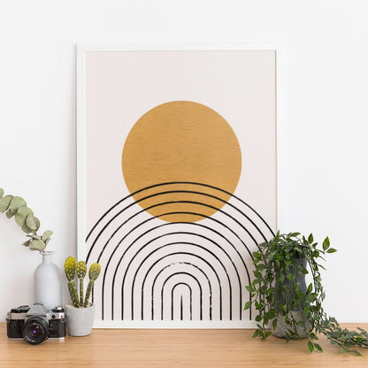 Wes Co Gallery Poster Golden Circle and Arches Abstract 11 x 17" Home Goods - Nordic Border or edge to edge Art Print