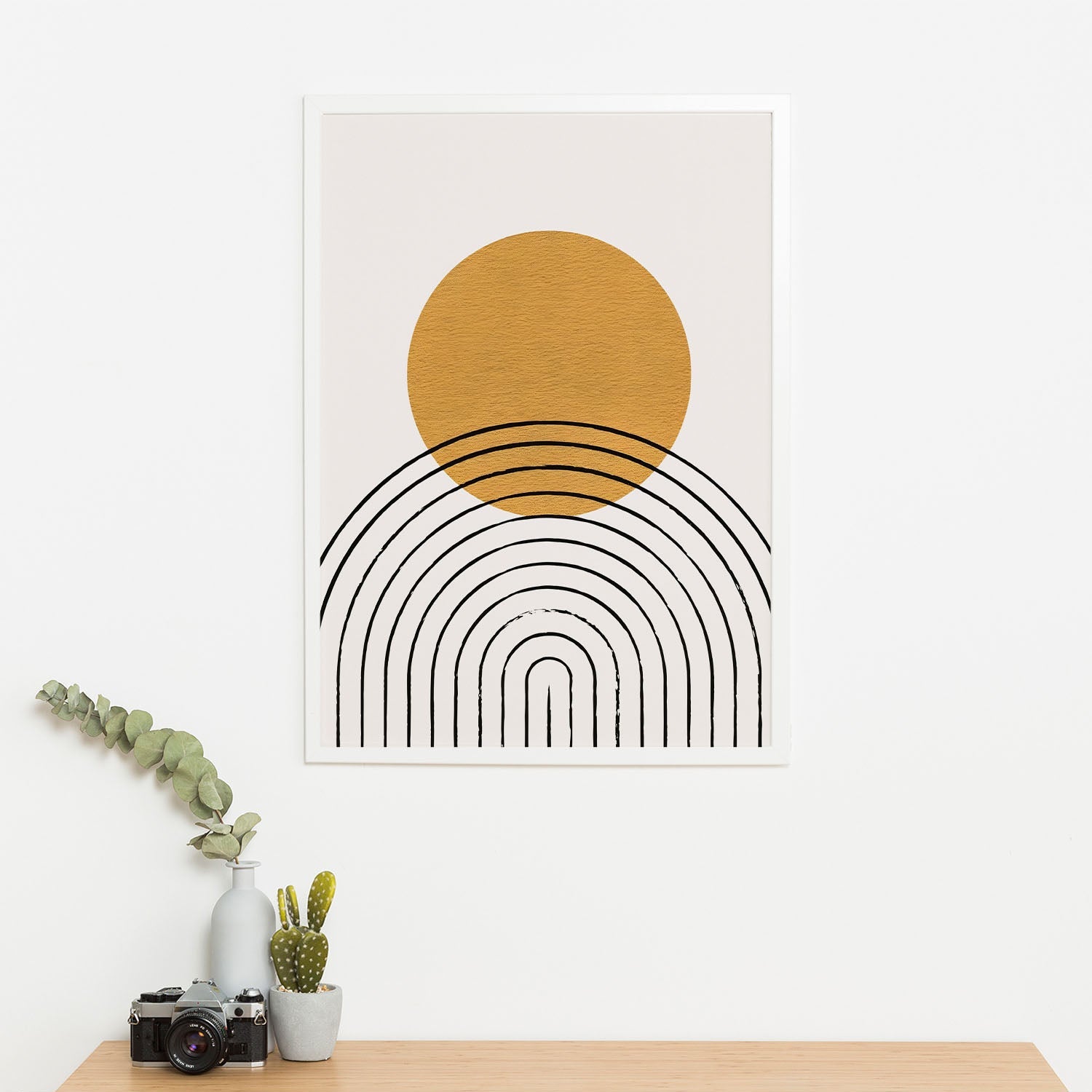 Wes Co Gallery Poster Golden Circle and Arches Abstract 11 x 17" Home Goods - Nordic Border or edge to edge Art Print