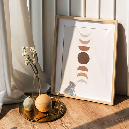 Wes Co Gallery Poster Nordic Moon Phases 5 x 7" Home Goods - Nordic Border or edge to edge Art Print