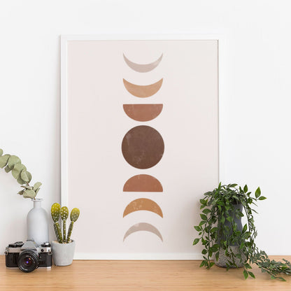 Wes Co Gallery Poster Nordic Moon Phases 11 x 17" Home Goods - Nordic Border or edge to edge Art Print