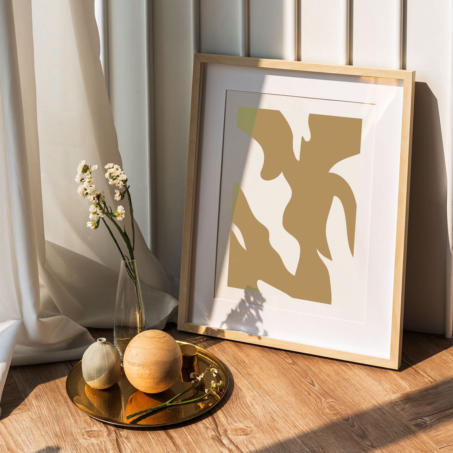 Wes Co Gallery Poster Curved Golden Strokes 5 x 7" Home Goods - Nordic Border or edge to edge Art Print