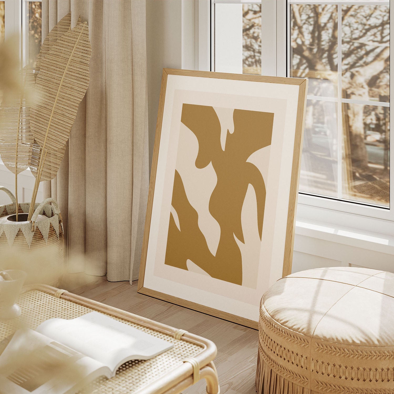 Wes Co Gallery Poster Curved Golden Strokes 8 x 10" Home Goods - Nordic Border or edge to edge Art Print