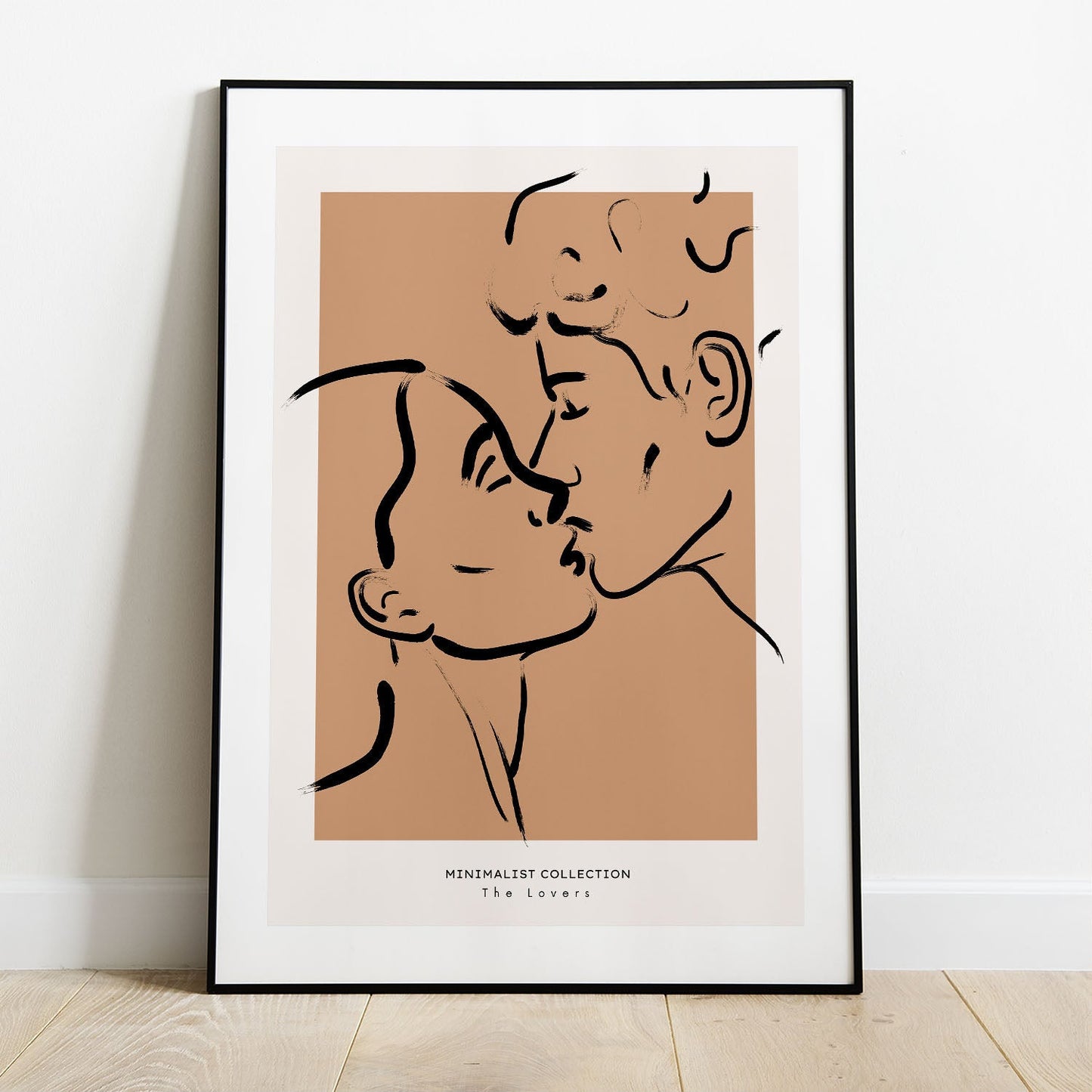 Wes Co Gallery Poster Minimalist Lovers Kiss 5 x 7" Home Goods - Nordic Border or edge to edge Art Print