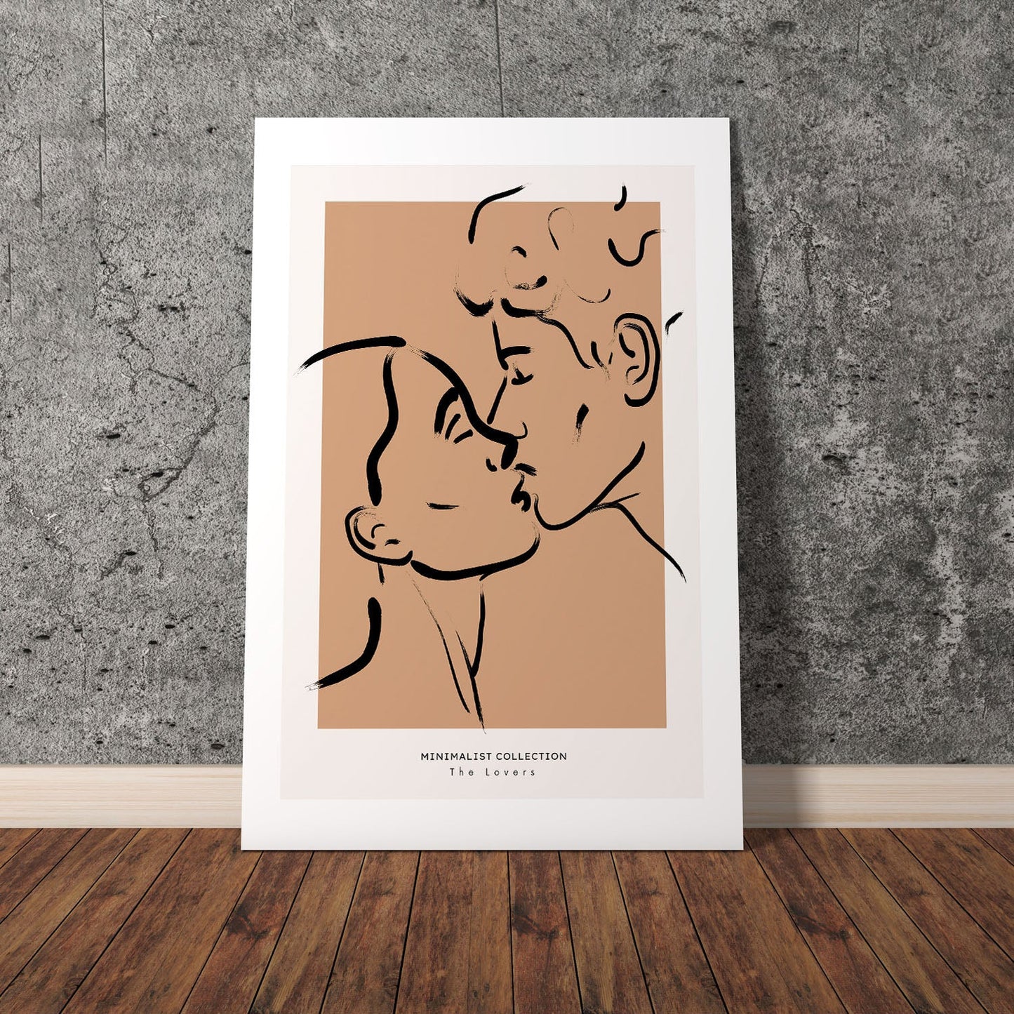 Wes Co Gallery Poster Minimalist Lovers Kiss 8 x 10" Home Goods - Nordic Border or edge to edge Art Print