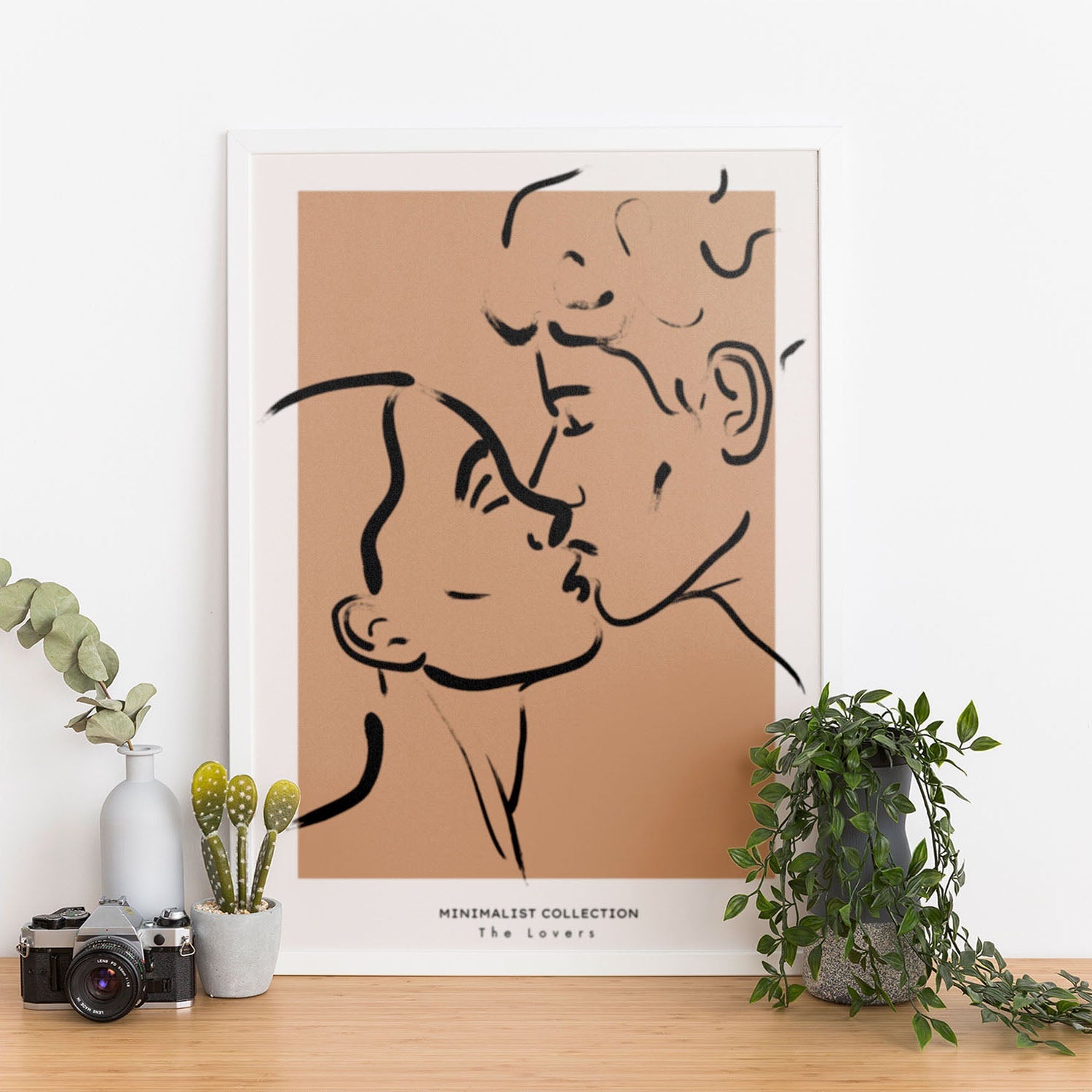 Wes Co Gallery Poster Minimalist Lovers Kiss 11 x 17" Home Goods - Nordic Border or edge to edge Art Print