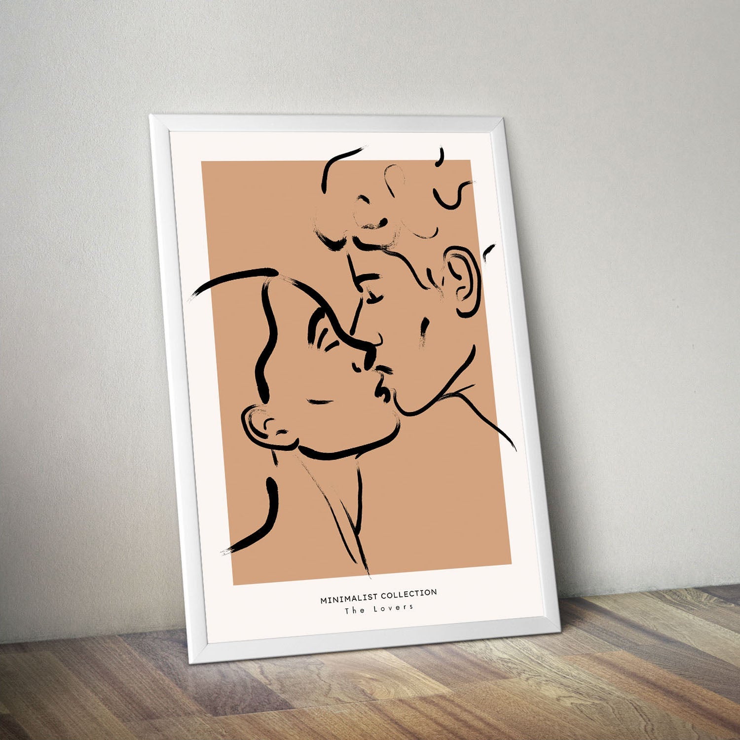 Wes Co Gallery Poster Minimalist Lovers Kiss 11 x 17" Home Goods - Nordic Border or edge to edge Art Print