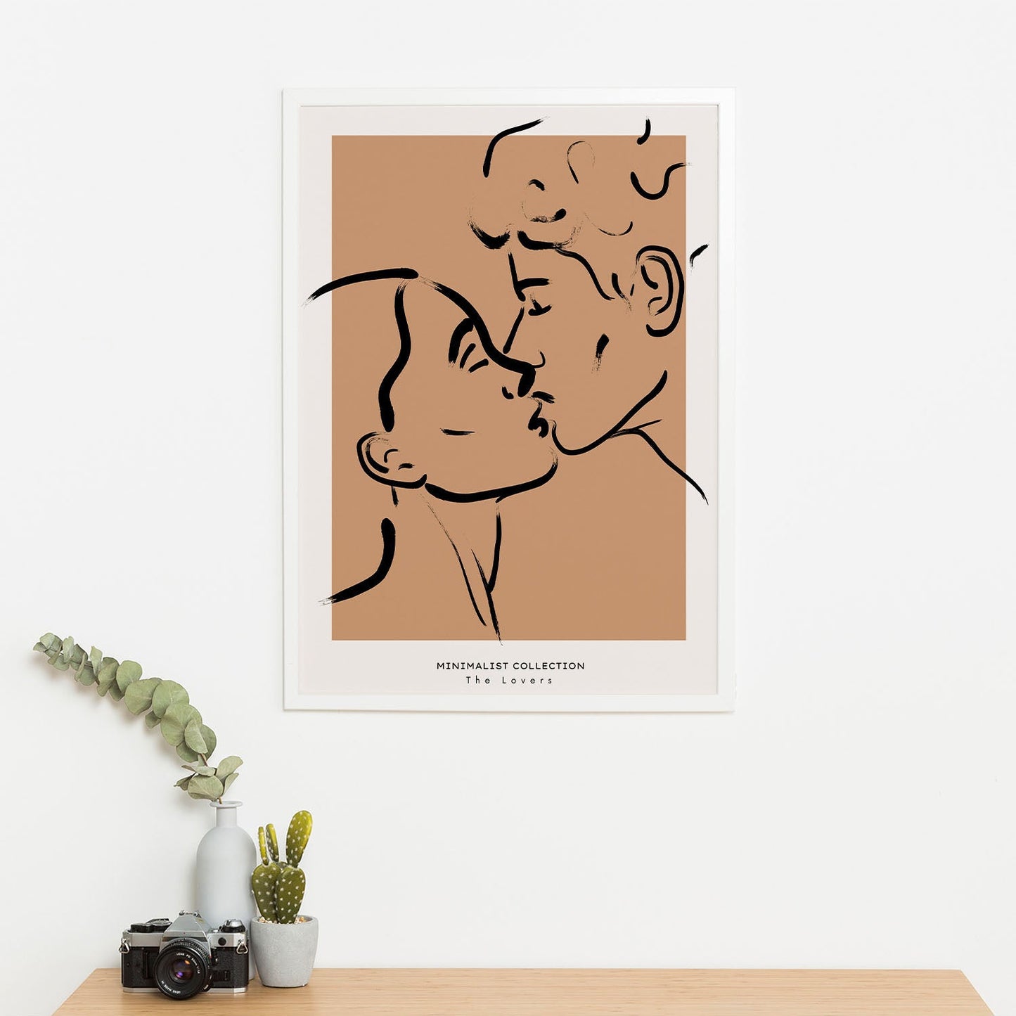 Wes Co Gallery Poster Minimalist Lovers Kiss 11 x 17" Home Goods - Nordic Border or edge to edge Art Print