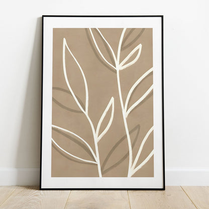 Wes Co Gallery Poster Boho Leaf Outline 5 x 7" Home Goods - Nordic Border or edge to edge Art Print