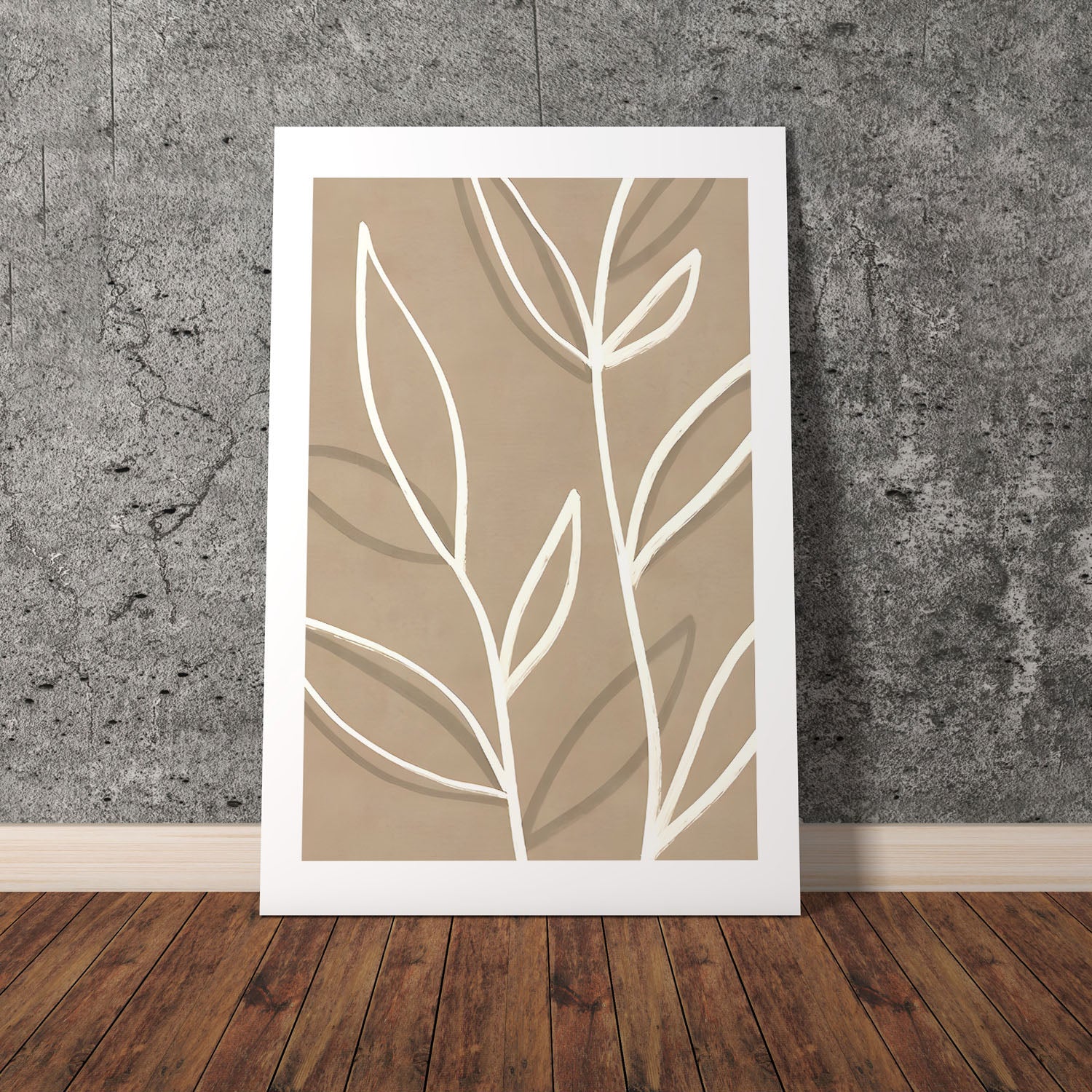 Wes Co Gallery Poster Boho Leaf Outline 8 x 10" Home Goods - Nordic Border or edge to edge Art Print