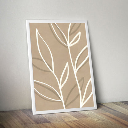 Wes Co Gallery Poster Boho Leaf Outline 11 x 17" Home Goods - Nordic Border or edge to edge Art Print