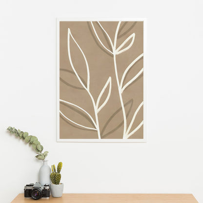 Wes Co Gallery Poster Boho Leaf Outline 11 x 17" Home Goods - Nordic Border or edge to edge Art Print