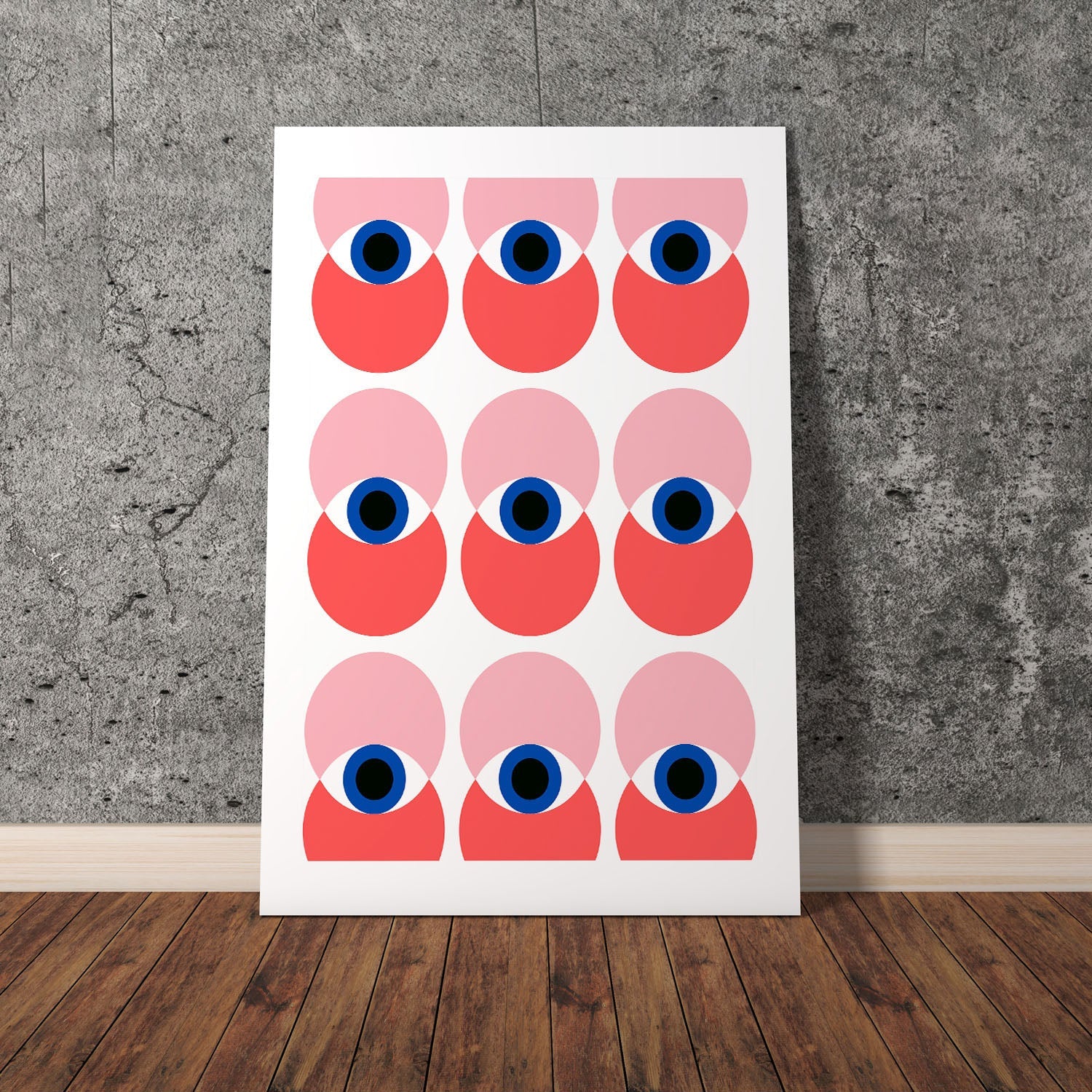 Wes Co Gallery Poster Bauhaus Geometric Eyes 8 x 10" Home Goods - Pop Art Border or edge to edge Art Print