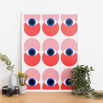 Wes Co Gallery Poster Bauhaus Geometric Eyes 11 x 17" Home Goods - Pop Art Border or edge to edge Art Print