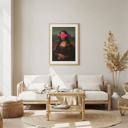 Wes Co Gallery Poster Mona Lisa Pink Brush Stroke 5 x 7" Home Goods - Pop Art Border or edge to edge Art Print