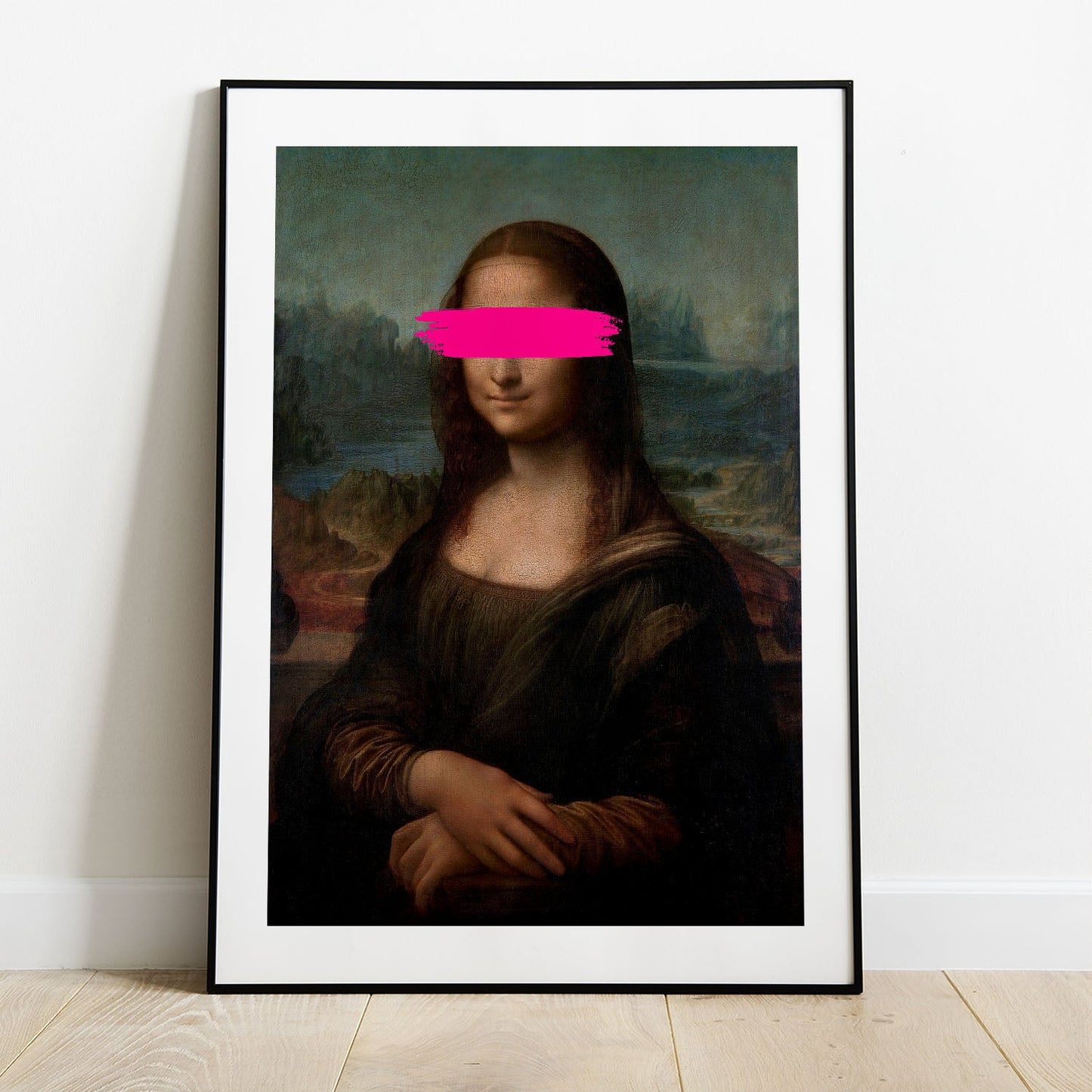 Wes Co Gallery Poster Mona Lisa Pink Brush Stroke 5 x 7" Home Goods - Pop Art Border or edge to edge Art Print