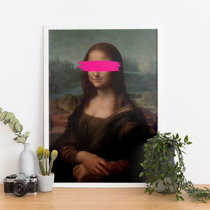 Wes Co Gallery Poster Mona Lisa Pink Brush Stroke 11 x 17" Home Goods - Pop Art Border or edge to edge Art Print