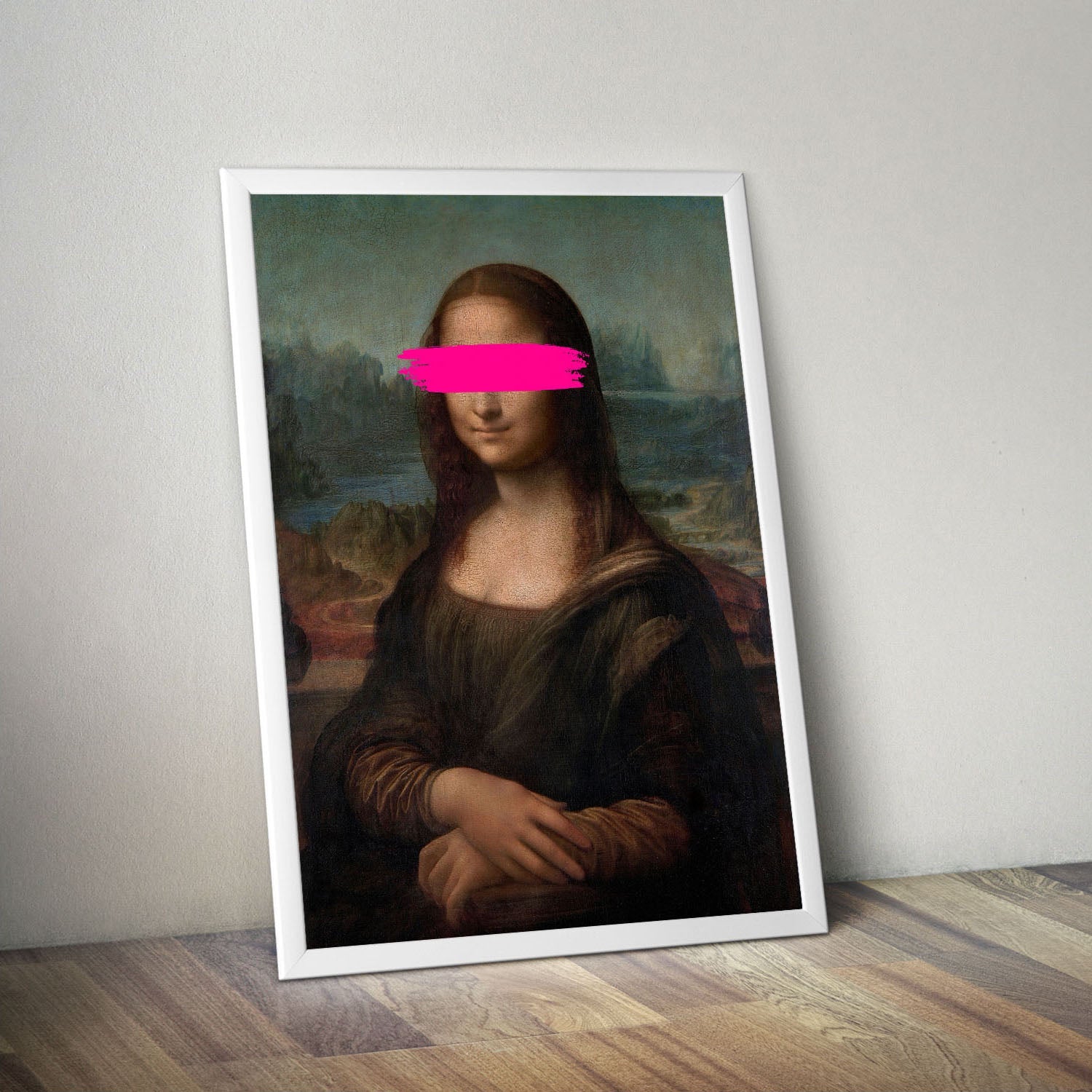 Wes Co Gallery Poster Mona Lisa Pink Brush Stroke 11 x 17" Home Goods - Pop Art Border or edge to edge Art Print