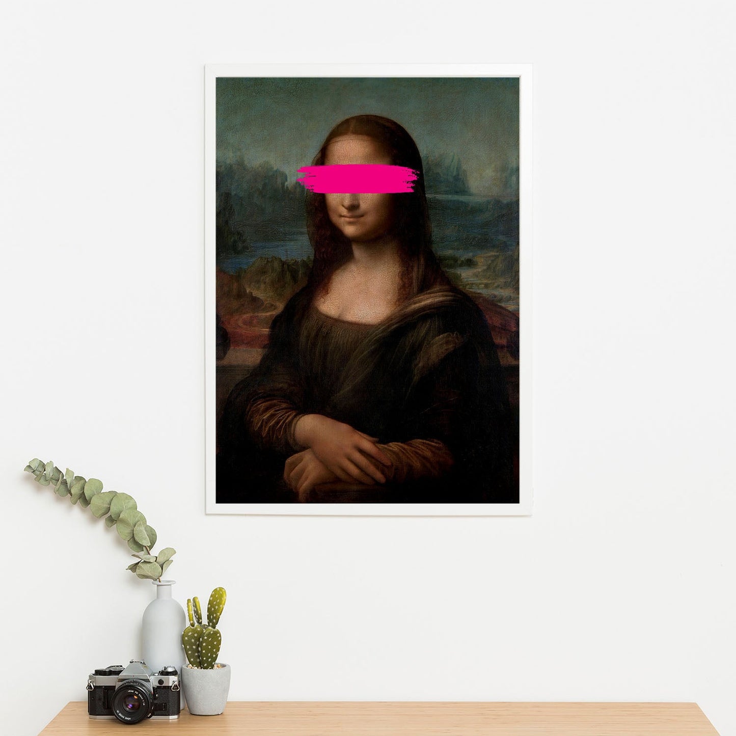 Wes Co Gallery Poster Mona Lisa Pink Brush Stroke 11 x 17" Home Goods - Pop Art Border or edge to edge Art Print