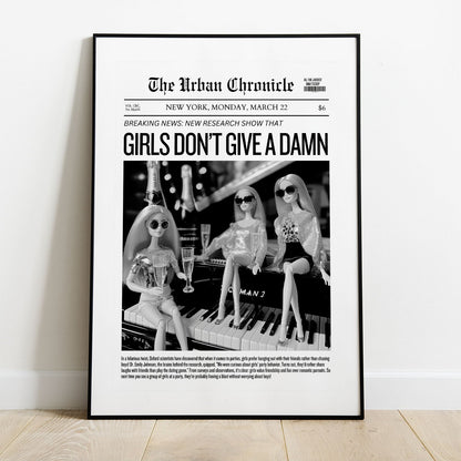 Wes Co Gallery Poster Girls Do Not Give a Damn Headline 5 x 7" Home Goods - Preppy Border or edge to edge Art Print