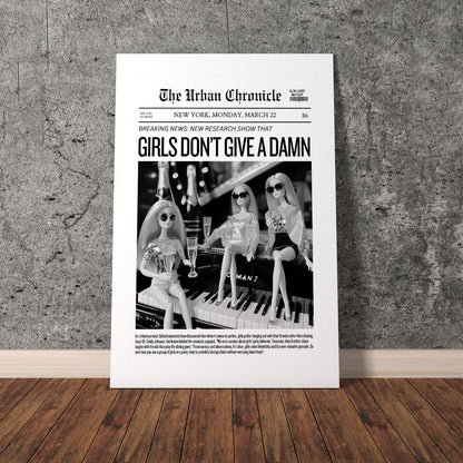 Wes Co Gallery Poster Girls Do Not Give a Damn Headline 8 x 10" Home Goods - Preppy Border or edge to edge Art Print