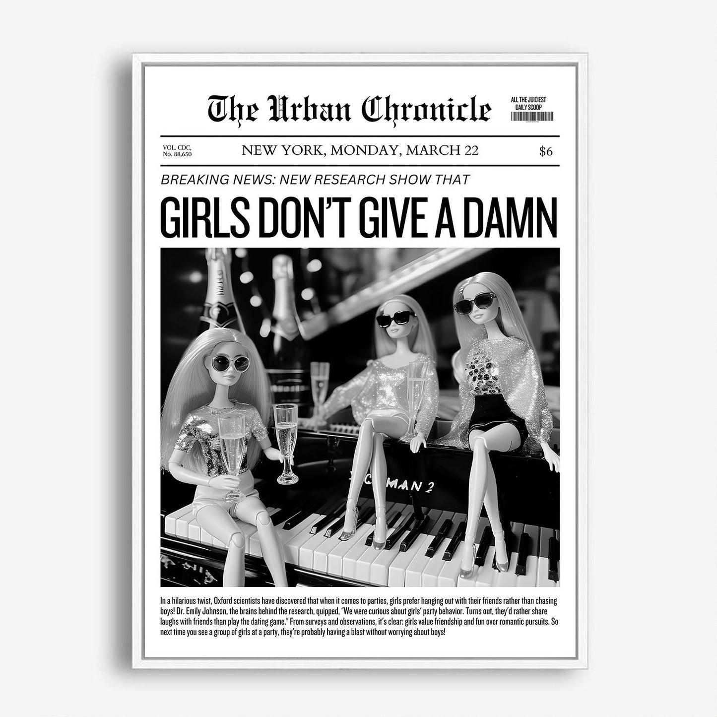 Wes Co Gallery Poster Girls Do Not Give a Damn Headline 8 x 10" Home Goods - Preppy Border or edge to edge Art Print