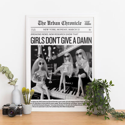 Wes Co Gallery Poster Girls Do Not Give a Damn Headline 11 x 17" Home Goods - Preppy Border or edge to edge Art Print